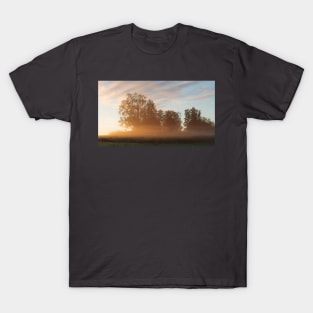 Misty meadow landscape sunrise T-Shirt
